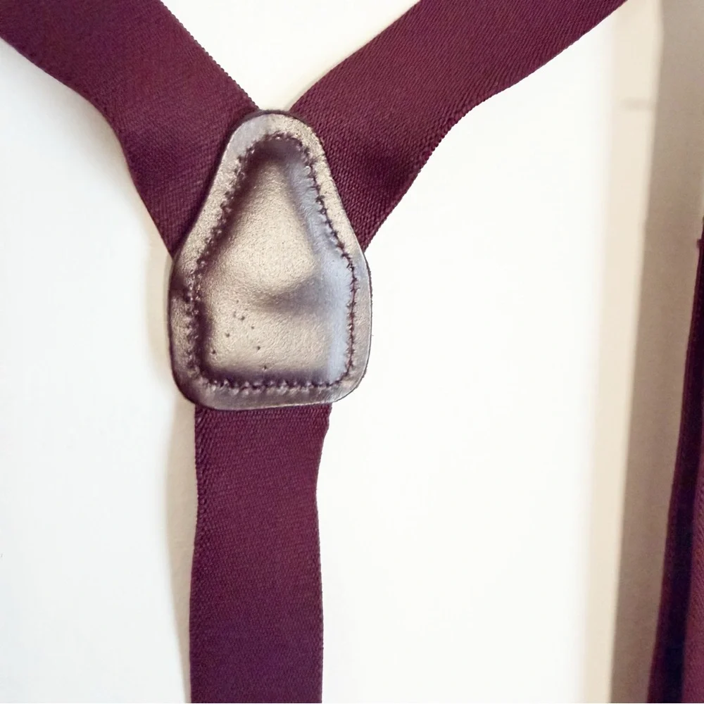 Classic Burgundy Braces with Elastic Straps, Leather Button Straps - Picture 6 of 11